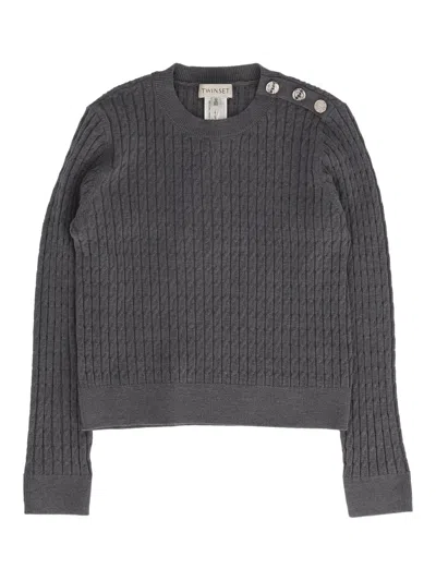Twinset Twin Set Kids Maglia Girocollo In Gray