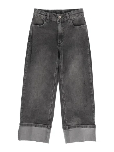 Twinset Twin Set Kids Seasonal Fit In Denim Con Risvolto In Gray