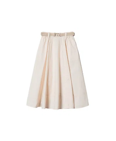 Twinset Twin-set Knee-length Flared Skirt With Removable Raffia Belt