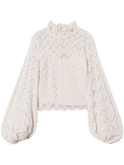 Twinset Twin-set Lace-detail Beige Sweater