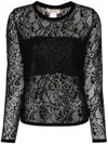 Twinset Lace-effect Jacquard Top In Black