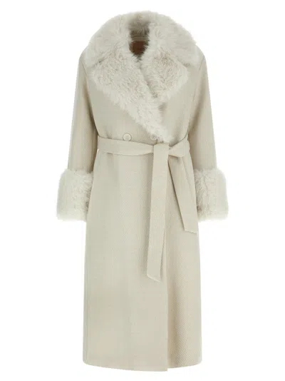 Twinset Twin Set Lamé Thread Coat In White