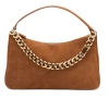 Twinset Rectangular Suede Chain Strap Single Handle In Brown