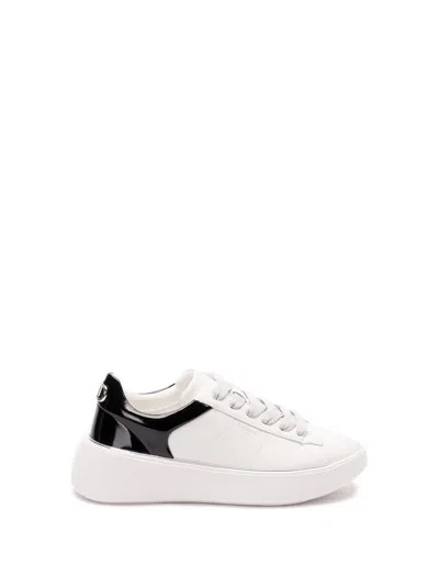 Twinset Twin-set Leather Sneakers With Glossy Heel Panel In White