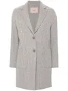 TWINSET TWIN-SET LIGHT GREY WOOL BLEND COAT