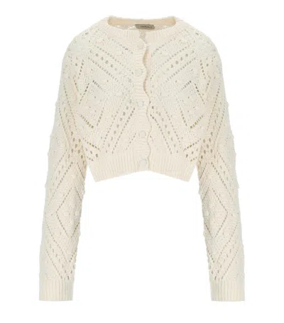 Twinset Twin-set Light Natural Cropped Cardigan