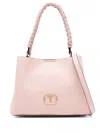 Twinset Twin-set Light Pink Braided Top Handle Bag With Detachable Strap
