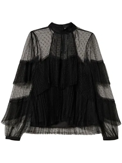Twinset Twin-set Lightweight Polyester Knit Sweater In Black