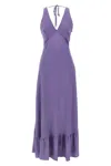 Twinset Twin-set Deep V-neck Maxi Dress With Flounced Hem