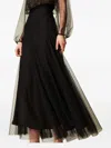 Twinset Maxi Skirt In Tulle Fabric With Polka-dot Pattern In Black