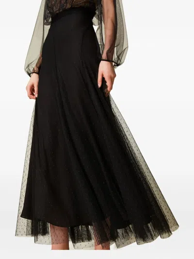 Twinset Twin-set Long Skirt In Black
