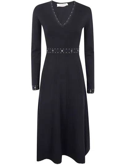 TWINSET TWIN-SET LONG SLEEVE DRESS WITH BELT