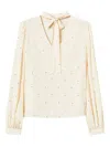 Twinset Lurex Polka Dot Embroidered Blouse In Neutral