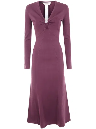 TWINSET TWIN-SET LONG V NECK DRESS