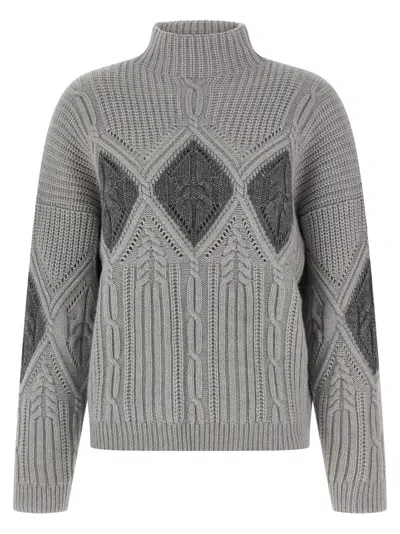 Twinset Twin Set Lozenge Intarsia Sweater In Gray