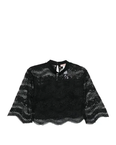 Twinset Twin Set Macrame' Lace Blouse In Black