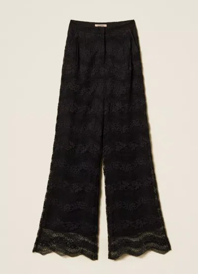 Twinset Twin Set Macrame' Lace Pants In Black