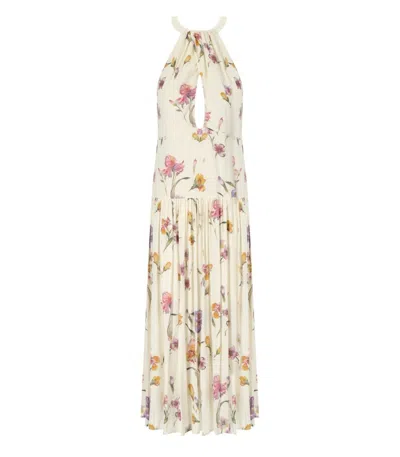 Twinset Twin-set Madreperla Floral Long Dress In White