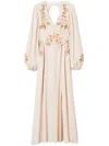 Twinset Twin-set Maxi Dress With Deep V-neckline Andcut-out Detail In Neutrals
