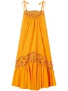 Twinset Twin-set Maxi Dress With Thin Shoulder Straps In Orange