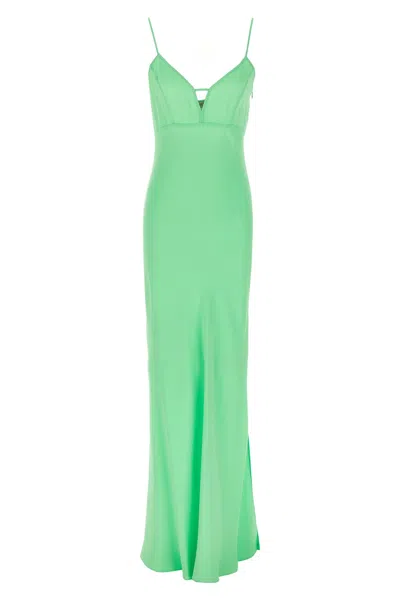 Twinset Twin Set Maxi Satin Dress In Green