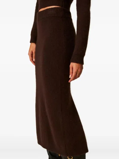 Twinset Twin-set Midi Skirt In Brown