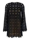 Twinset Black Short Dress With Bell Sleeves In Wool Blend Woman In Black