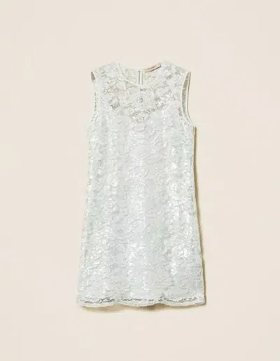 Twinset Twin Set Mini Dress With Paillettes In Blue