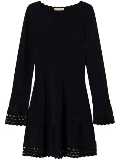 TWINSET TWIN-SET MINI DRESS WITH SCALLOPED NECKLINE AND FLARED CUFFS