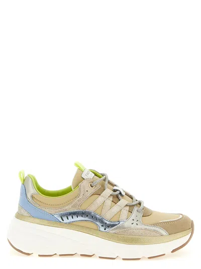 Twinset Twin Set Mixed-material Colorblock Sneaker In Beige