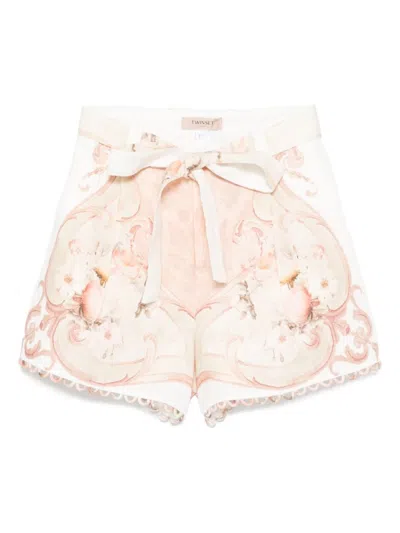 Twinset Twin-set Multicolour Floral Print Bermuda Shorts In Yellow