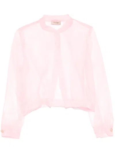 Twinset Twin-set Open Front Flamingo Pink Coat