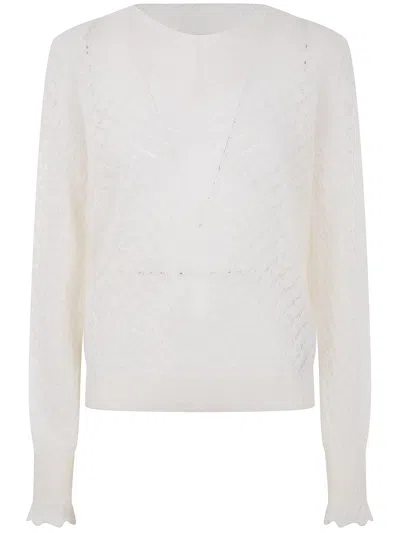 Twinset Twin-set White Cashmere Blend Sweaters In Gray