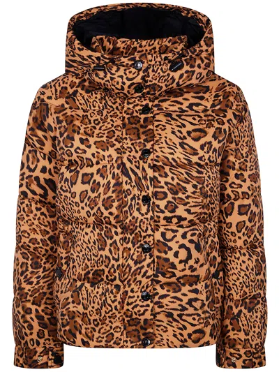 Twinset Twin-set Padded With Hood Anilalier Print In Brown
