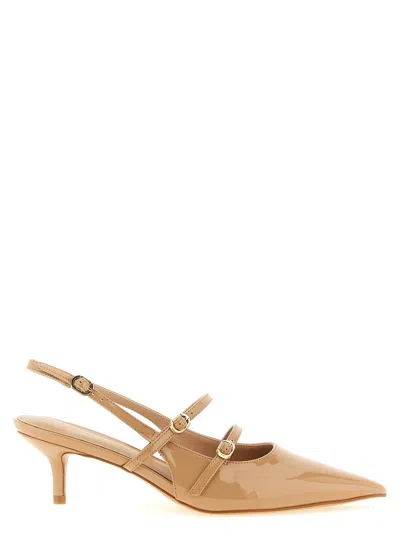Twinset Twin Set Patent Leather Slingback In Beige