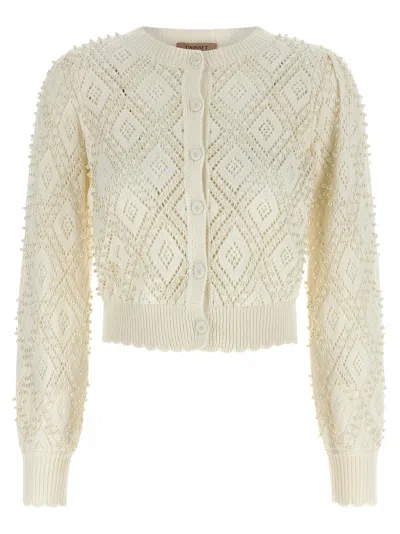 Twinset Twin Set Pearl Cardigan In Neutral