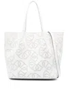 Twinset Twin-set Perforated White Tote Bag With Rolled Handles And Removable Pouch