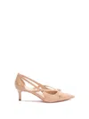 Twinset Twin-set Pointed Toe Pumps With Delicate Bow Accent In Neutral
