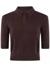 Twinset Polo-neck Short-sleeve Top In Burgundy