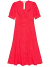 Twinset Twin-set Poppy Red Midi Dress With V-neck In Pink