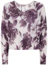 Twinset Twin-set Cropped Sweater With Floral Pattern And Textured Finish In White