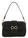 Twinset Black Rectangular Textured Shoulder Bag In Black