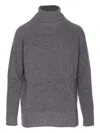 Twinset High Neck Relaxed-fit Sweater With Ribbed Detailing In Gray