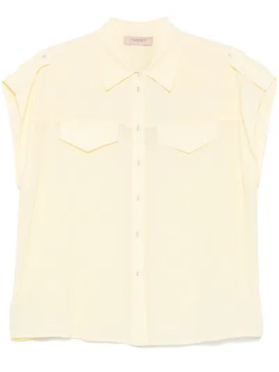 Twinset Twin-set Relaxed-fit Short Sleeves Blouse In Yellow