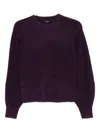 Twinset Twin-set Relaxed Fit Sweater With Puffed Sleeves And Cropped Hem In Purple