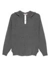 Twinset Twin-set Relaxed-fit Top With Deep V-neckline In Gray