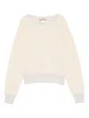 Twinset Twin-set Boat Neck Sweater In Soft Wool-cashmere Blend In Neutral