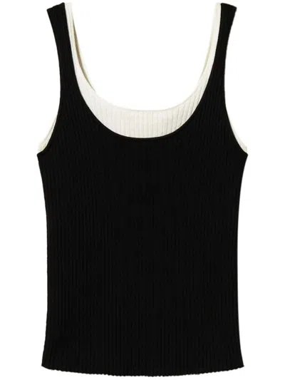 Twinset Twin-set Ribbed Fitted Top With Contrasting Inner Layer In Multicolor