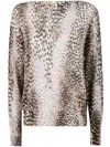 Twinset Twin-set Round Neck Sweater Print In Brown
