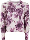 Twinset Twin-set Floral Pattern Viscose Sweater With Gathered Cuffs In White